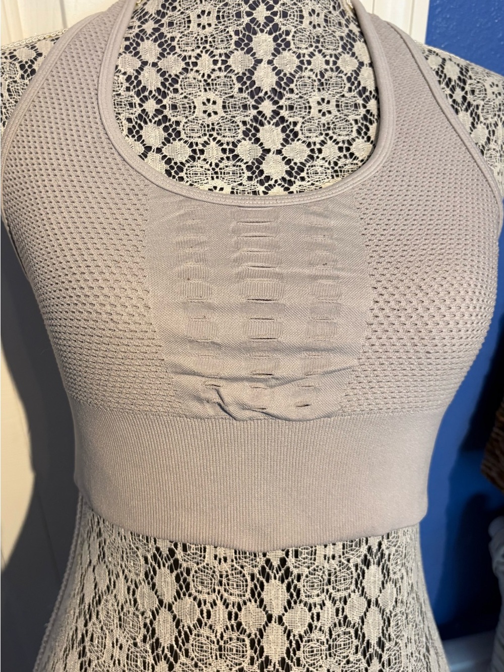 Velocity Light Gray Seamless Racerback Sports Bra